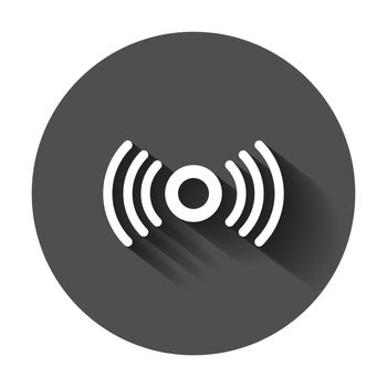 Motion sensor icon in flat style. Sensor waves vector illustration with long shadow. Security connection business concept.