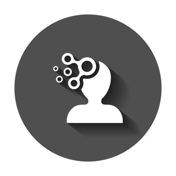 Mind people icon in flat style. Human frustration vector illustration with long shadow. Mind thinking business concept.