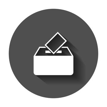 Election voter box icon in flat style. Ballot suggestion vector illustration with long shadow. Election vote business concept.