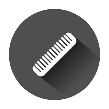 Hair brush icon in flat style. Comb accessory vector illustration with long shadow. Hairbrush business concept.