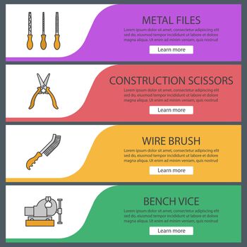 Construction tools web banner templates set