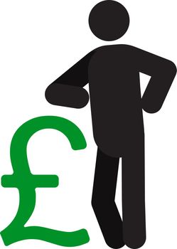 Man lean on pound sign silhouette icon