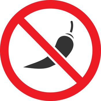 Forbidden sign with chili pepper glyph icon