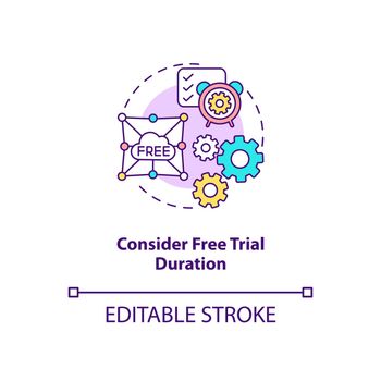 Considering free trial duration concept icon