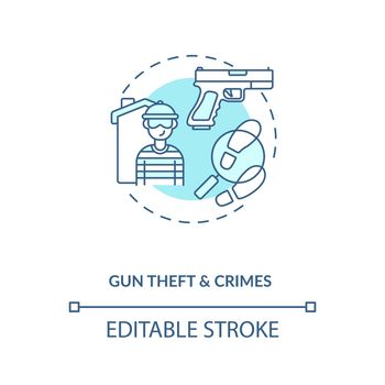 Gun theft and crimes turquoise concept icon