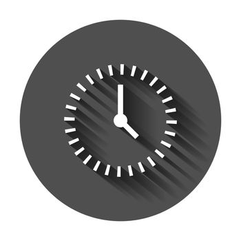 Clock countdown icon in flat style. Time chronometer vector illustration with long shadow. Clock business concept.
