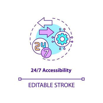 24 to 7 accessibility concept icon