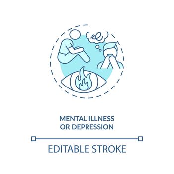 Mental illness or depression turquoise concept icon