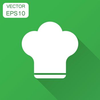 Chef hat icon in flat style. Cooker cap vector illustration with long shadow. Chef restaurant business concept.