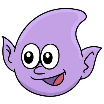 goblin head emoticon in purple. doodle icon image