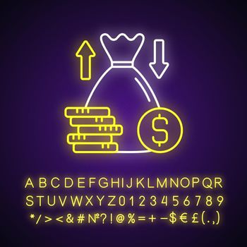 Over and under bet neon light icon