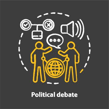 Elections chalk concept icon. Political debate, talking to election opponent idea. Political campaign, presidential race. Future politician conversation. Vector isolated chalkboard illustration