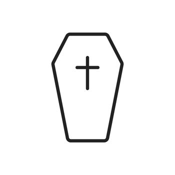 Halloween grave icon in line style. Gravestone vector illustration. Rip tombstone flat icon.