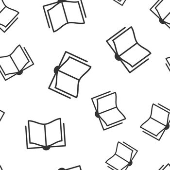 Book education icon seamless pattern background. Literature magazine vector illustration. Book paper symbol pattern.