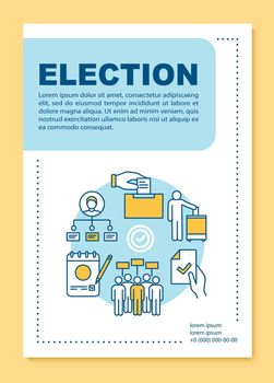 Election brochure template layout. Holding voting. Voter turnout. Flyer, booklet, leaflet print design with linear illustrations. Vector page layouts for magazines, annual reports, advertising posters
