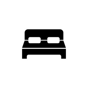 Double Hotel Room, Large Bed Flat Vector Icon