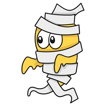 monster mummy wearing bandage. doodle icon image