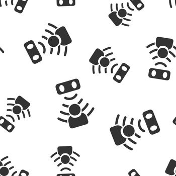 Motion sensor icon seamless pattern background. Sensor waves with man vector illustration. People security connection symbol pattern.