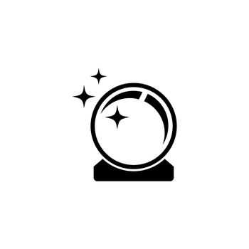 Magic Shiny Crystal Ball, Prediction Orb Flat Vector Icon