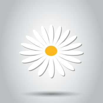 Chamomile flower vector icon in flat style. Daisy illustration on white background. Camomile sign concept.