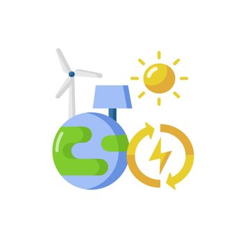 Renewable energy vector flat color icon