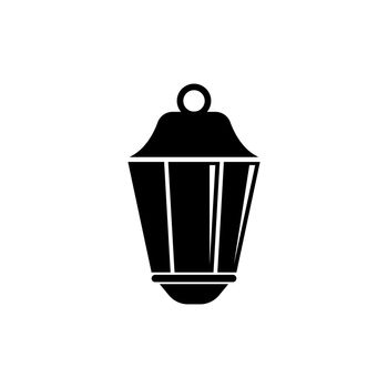 Street Lantern, Old Pendant Light Lamp. Flat Vector Icon illustration. Simple black symbol on white background. Street Lantern, Pendant Light Lamp sign design template for web and mobile UI element.