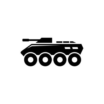 Military BTR, Armored Personnel Carrier. Flat Vector Icon illustration. Simple black symbol on white background. BTR, Armored Personnel Carrier sign design template for web and mobile UI element.