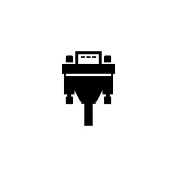 DVI or VGA Cable, Video Plug Connector. Flat Vector Icon illustration. Simple black symbol on white background. DVI or VGA Cable, Video Plug Adapter sign design template for web and mobile UI element.