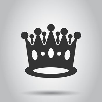Crown diadem vector icon in flat style. Royalty crown illustration on white background. King, princess royalty concept.