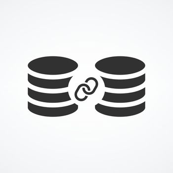 databases linked, backup data. Stock Vector illustration isolated on white background.