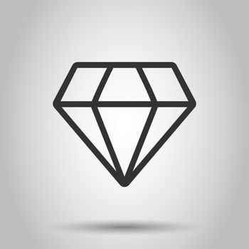 Diamond jewel gem vector icon in flat style. Diamond gemstone illustration on white background. Jewelry brilliant concept.