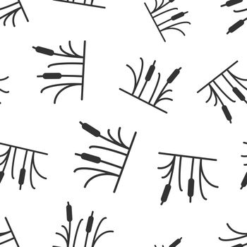 Reeds grass icon seamless pattern background. Bulrush swamp vector illustration. Reed leaf symbol pattern.