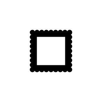 Postage Stamp, Correspondence, Postmark. Flat Vector Icon illustration. Simple black symbol on white background. Postage Stamp, Correspondence Frame sign design template for web and mobile UI element.