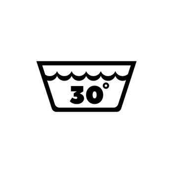 Delicate Gentle Thirty Degrees Washing Laundry. Flat Vector Icon illustration. Simple black symbol on white background. Delicate Washing Laundry sign design template for web and mobile UI element.