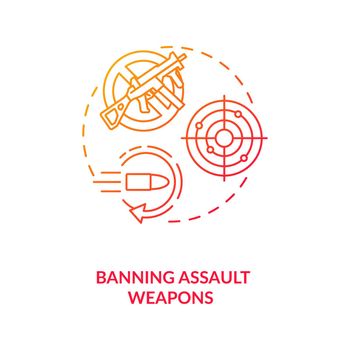 Ban assault weapons red gradient concept icon