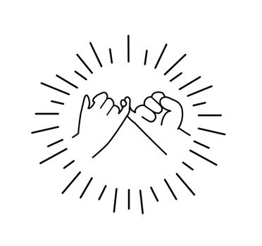 Pinky swear promise flat design line icon vector