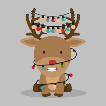 Cute raindeer  with decorated horns