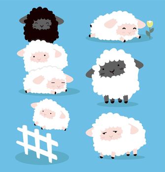 Cute Cartoon sheeps  characters set
