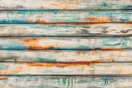 Wooden texture painted with multicolored patterns, decorative, designer interior boards surface background