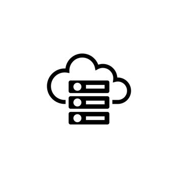 Web Cloud Computing Server, Hosting Database Flat Vector Icon