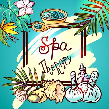 Beautiful hand drawn vector illustration spa for your design. Spa therapy background.