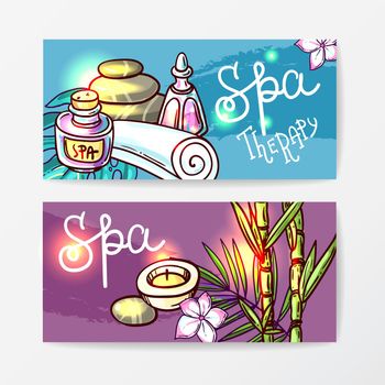 Beautiful hand drawn vector illustration spa for your design. Spa banners.