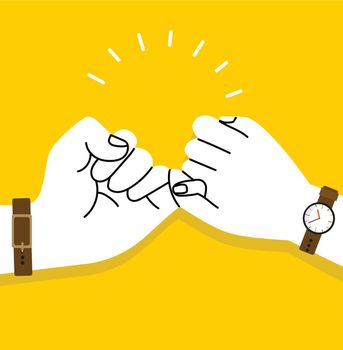 pinky swear hands  promise vector on yellow background