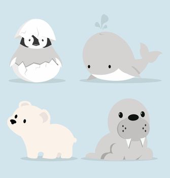 Cute Artic animals Collection in flat design