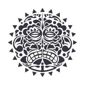 Mask face tattoo ornament maori style. Tiki moko. Totem vector design. African ritual traditional mask.