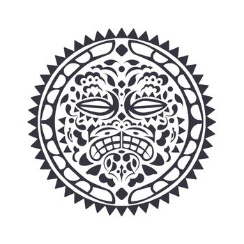 Polynesian tattoo design mask. Frightening masks in the Polynesian native ornament, isolated on white, vector illustration