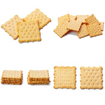 Cracker snacks isolated on over white background