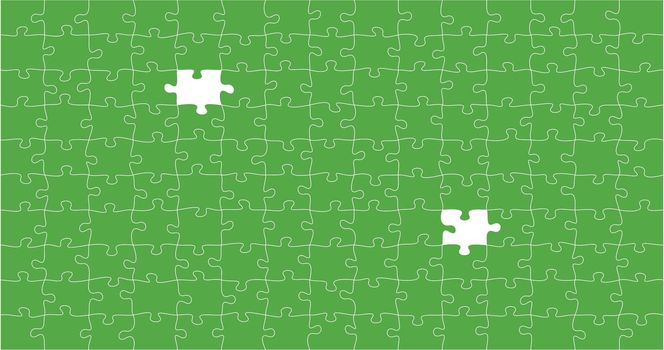 Green Jigsaw puzzle with piece missing. solve the puzzle task, Stock Vector illustration isolated