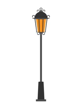 Street lamp post in flat style isolated on white background. Vector illustration.