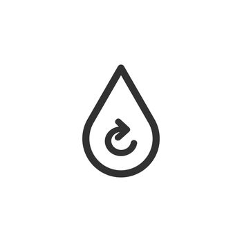 Water drop with spiral arrow icon thin line for web and mobile, modern minimalistic flat design. Vector icon with dark grey outline and offset colour on light background.